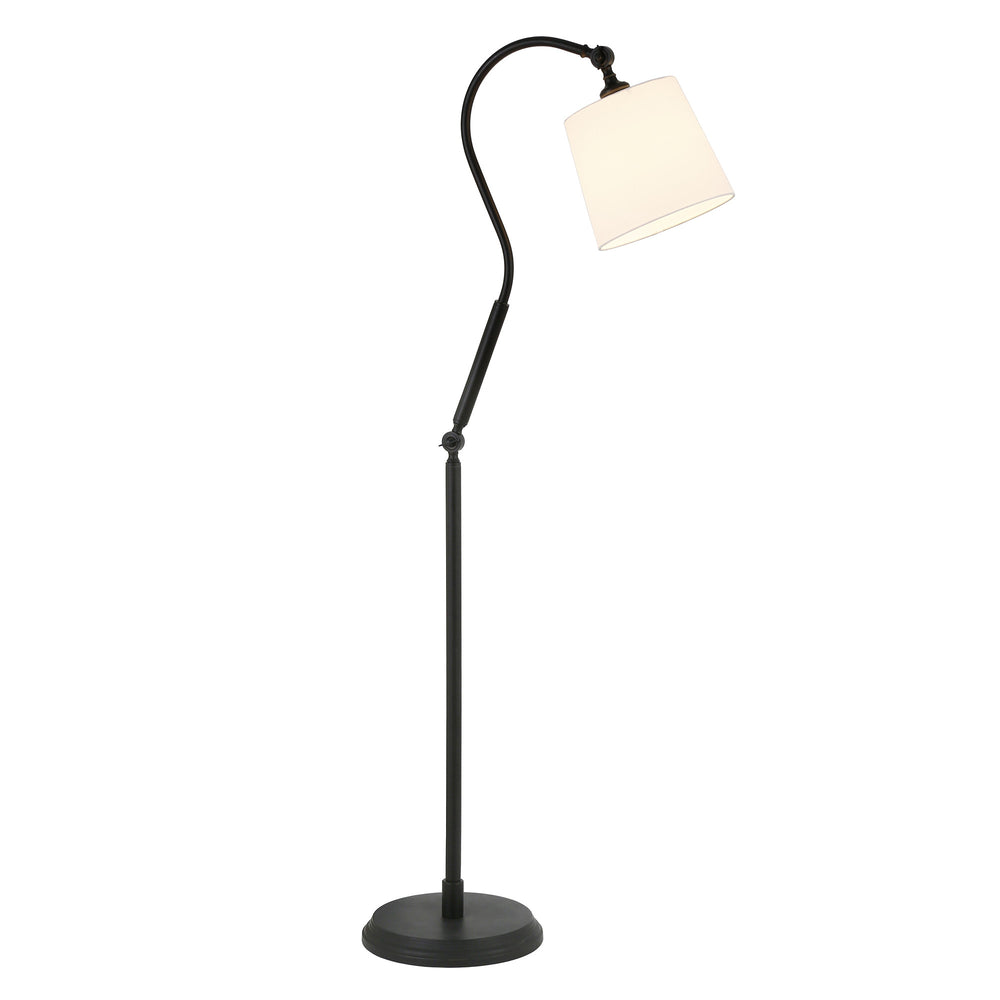 Homeroots 57" Black Arched Floor Lamp With White Frosted Glass Drum Shade  Metal 523454