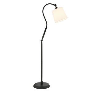 Homeroots 57" Black Arched Floor Lamp With White Frosted Glass Drum Shade  Metal 523454