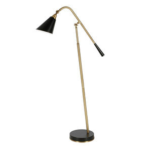 Homeroots 52" Black Swing Arm Floor Lamp With Black Cone Shade  Metal 523465
