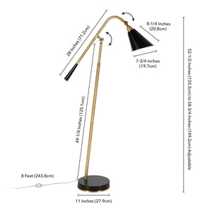 Homeroots 52" Black Swing Arm Floor Lamp With Black Cone Shade  Metal 523465