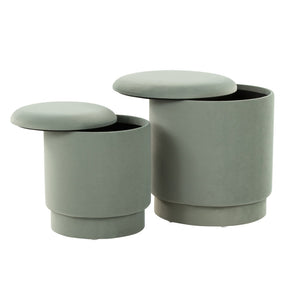 English Elm Ottoman Set Nesting Storage Cubes Upholstered in Rich Fabric for Modern Living Spaces B202P471505