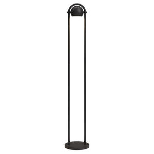 Homeroots 64" Black Column Floor Lamp With Black Globe Shade  Metal 523482