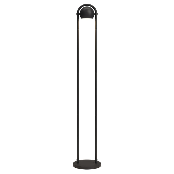Homeroots 64" Black Column Floor Lamp With Black Globe Shade  Metal 523482