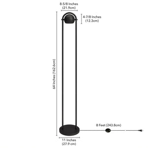 Homeroots 64" Black Column Floor Lamp With Black Globe Shade  Metal 523482