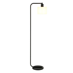 Homeroots 57" Black Arched Floor Lamp With White Frosted Glass Drum Shade  Metal 523487