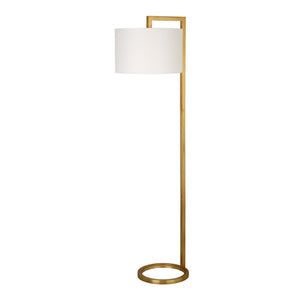 Homeroots 64" Brass Traditional Shaped Floor Lamp With White Frosted Glass Drum Shade  Metal 523492