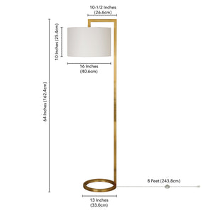 Homeroots 64" Brass Traditional Shaped Floor Lamp With White Frosted Glass Drum Shade  Metal 523492