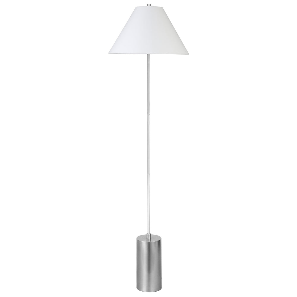 Homeroots 64" Nickel Traditional Shaped Floor Lamp With White Frosted Glass Empire Shade  Metal 523495