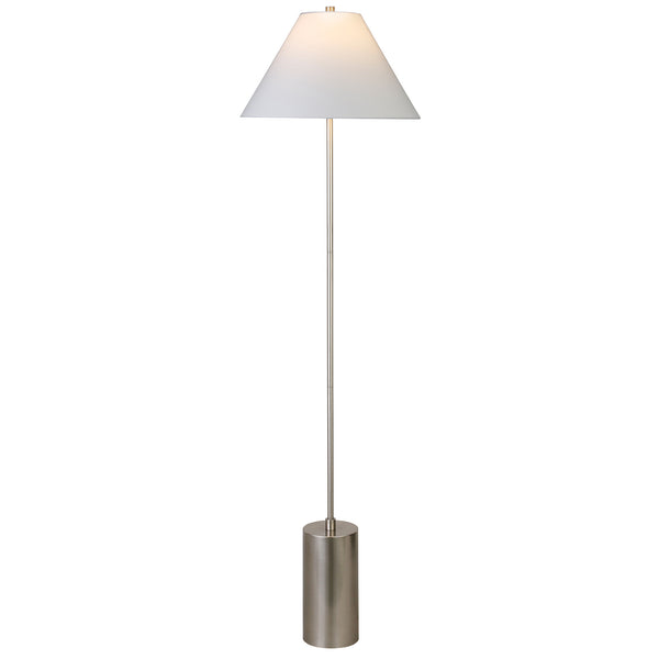 Homeroots 64" Nickel Traditional Shaped Floor Lamp With White Frosted Glass Empire Shade  Metal 523495