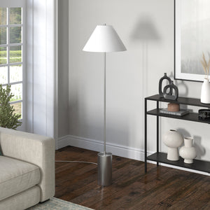 Homeroots 64" Nickel Traditional Shaped Floor Lamp With White Frosted Glass Empire Shade  Metal 523495