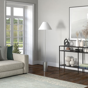 Homeroots 64" Nickel Traditional Shaped Floor Lamp With White Frosted Glass Empire Shade  Metal 523495