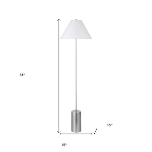 Homeroots 64" Nickel Traditional Shaped Floor Lamp With White Frosted Glass Empire Shade  Metal 523495