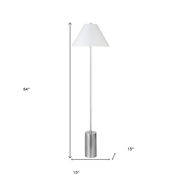 Homeroots 64" Nickel Traditional Shaped Floor Lamp With White Frosted Glass Empire Shade  Metal 523495