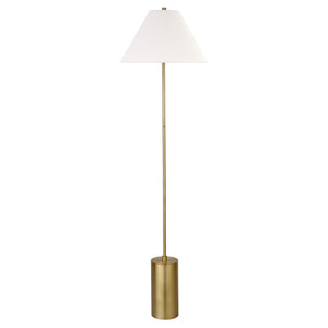Homeroots 64" Brass Traditional Shaped Floor Lamp With White Frosted Glass Empire Shade  Metal 523496