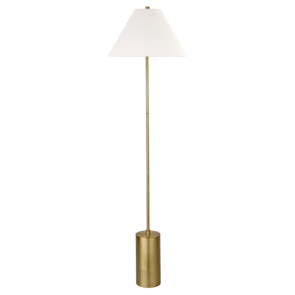 Homeroots 64" Brass Traditional Shaped Floor Lamp With White Frosted Glass Empire Shade  Metal 523496