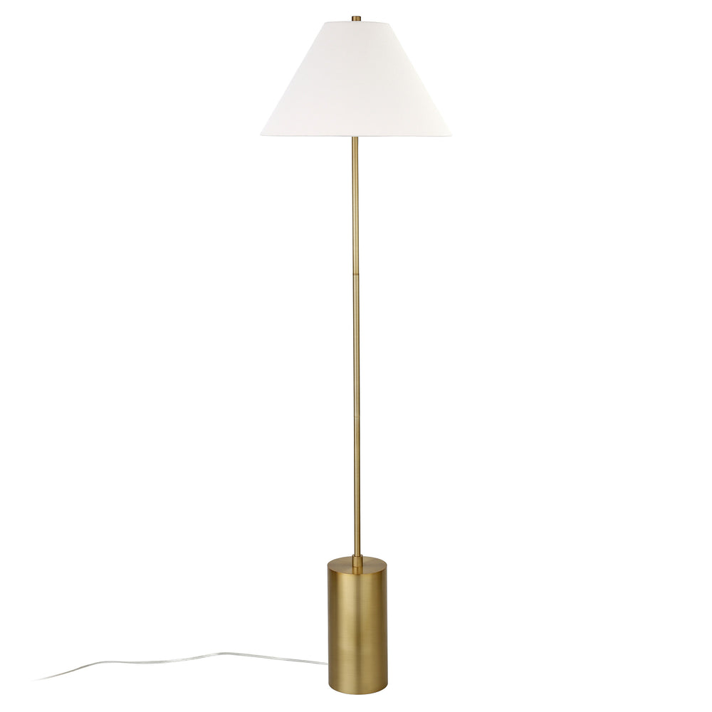 Homeroots 64" Brass Traditional Shaped Floor Lamp With White Frosted Glass Empire Shade  Metal 523496