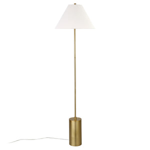 Homeroots 64" Brass Traditional Shaped Floor Lamp With White Frosted Glass Empire Shade  Metal 523496