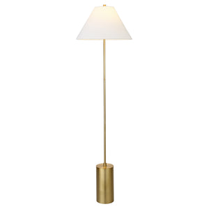 Homeroots 64" Brass Traditional Shaped Floor Lamp With White Frosted Glass Empire Shade  Metal 523496