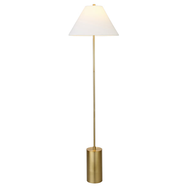 Homeroots 64" Brass Traditional Shaped Floor Lamp With White Frosted Glass Empire Shade  Metal 523496