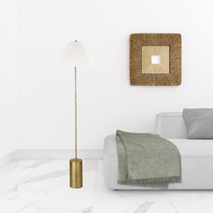 Homeroots 64" Brass Traditional Shaped Floor Lamp With White Frosted Glass Empire Shade  Metal 523496