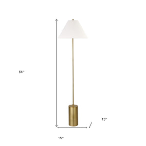 Homeroots 64" Brass Traditional Shaped Floor Lamp With White Frosted Glass Empire Shade  Metal 523496