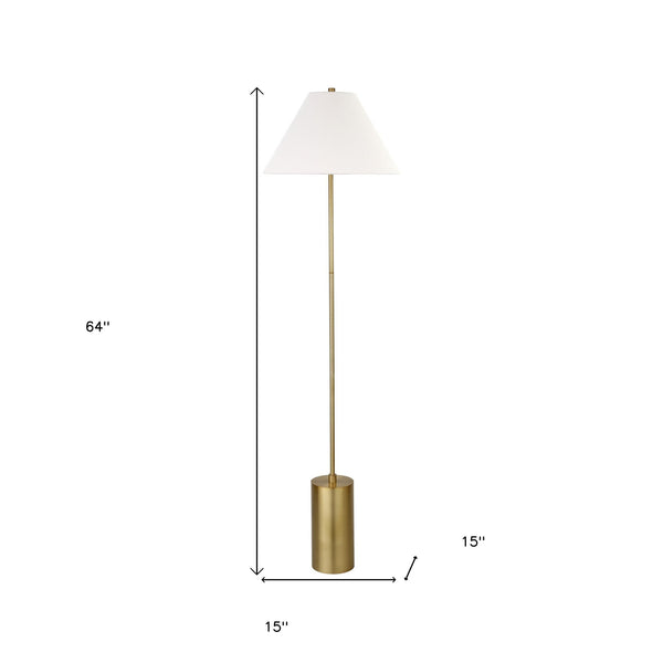 Homeroots 64" Brass Traditional Shaped Floor Lamp With White Frosted Glass Empire Shade  Metal 523496