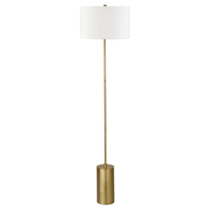Homeroots 64" Brass Traditional Shaped Floor Lamp With White Frosted Glass Empire Shade  Metal 523497