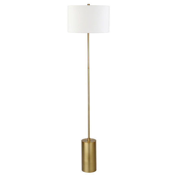 Homeroots 64" Brass Traditional Shaped Floor Lamp With White Frosted Glass Empire Shade  Metal 523497