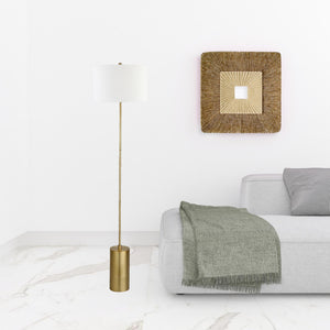 Homeroots 64" Brass Traditional Shaped Floor Lamp With White Frosted Glass Empire Shade  Metal 523497