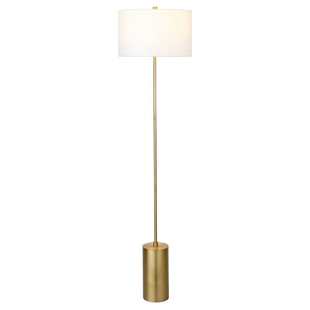 Homeroots 64" Brass Traditional Shaped Floor Lamp With White Frosted Glass Empire Shade  Metal 523497