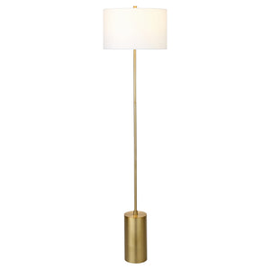 Homeroots 64" Brass Traditional Shaped Floor Lamp With White Frosted Glass Empire Shade  Metal 523497