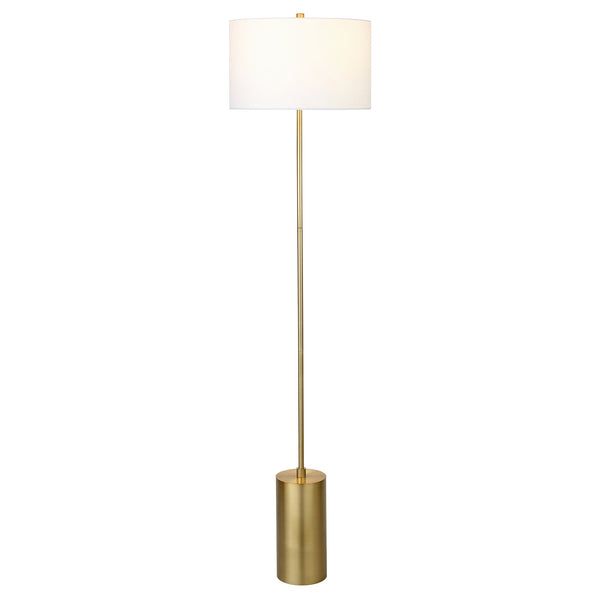 Homeroots 64" Brass Traditional Shaped Floor Lamp With White Frosted Glass Empire Shade  Metal 523497