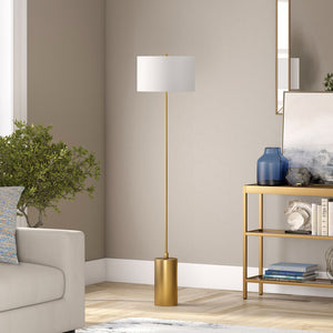Homeroots 64" Brass Traditional Shaped Floor Lamp With White Frosted Glass Empire Shade  Metal 523497