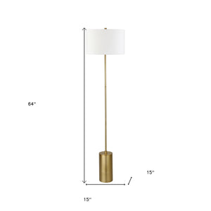 Homeroots 64" Brass Traditional Shaped Floor Lamp With White Frosted Glass Empire Shade  Metal 523497