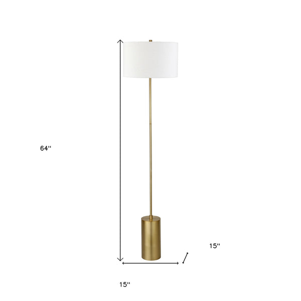 Homeroots 64" Brass Traditional Shaped Floor Lamp With White Frosted Glass Empire Shade  Metal 523497
