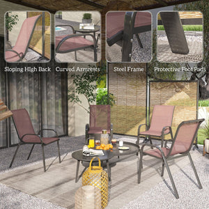 English Elm Outsunny Stackable Patio Dining Chair Set 4 Mesh Seat Steel Frame Backyard W2225P485581