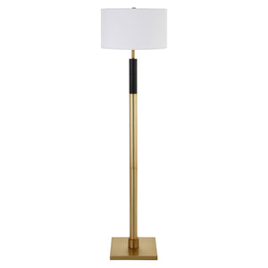 Homeroots 62" Black Traditional Shaped Floor Lamp With White Frosted Glass Drum Shade  Metal 523501