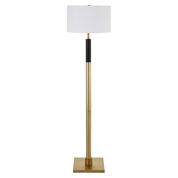 Homeroots 62" Black Traditional Shaped Floor Lamp With White Frosted Glass Drum Shade  Metal 523501