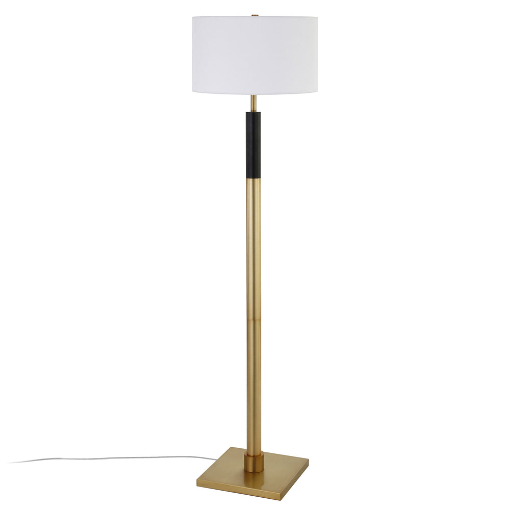Homeroots 62" Black Traditional Shaped Floor Lamp With White Frosted Glass Drum Shade  Metal 523501