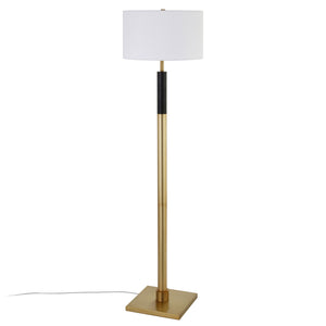 Homeroots 62" Black Traditional Shaped Floor Lamp With White Frosted Glass Drum Shade  Metal 523501