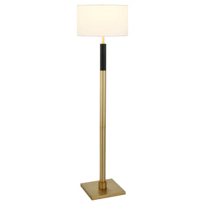 Homeroots 62" Black Traditional Shaped Floor Lamp With White Frosted Glass Drum Shade  Metal 523501