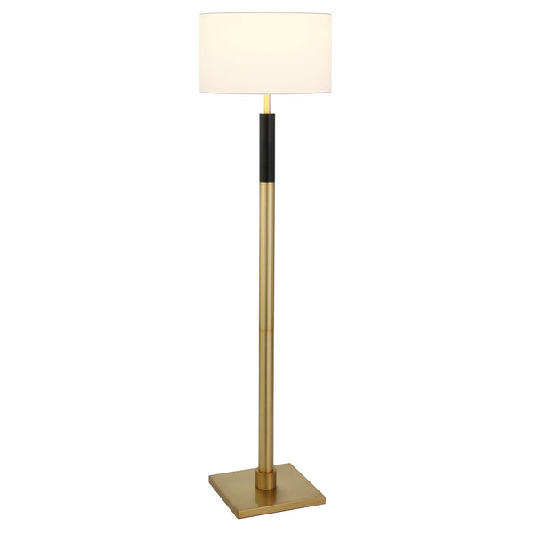 Homeroots 62" Black Traditional Shaped Floor Lamp With White Frosted Glass Drum Shade  Metal 523501