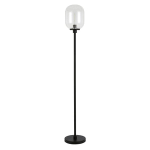 Homeroots 69" Black Novelty Floor Lamp With Clear Seeded Glass Globe Shade  Metal 523509