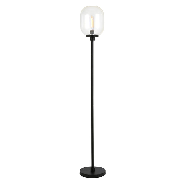 Homeroots 69" Black Novelty Floor Lamp With Clear Seeded Glass Globe Shade  Metal 523509