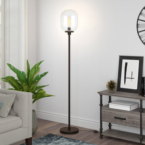 Homeroots 69" Black Novelty Floor Lamp With Clear Seeded Glass Globe Shade  Metal 523509