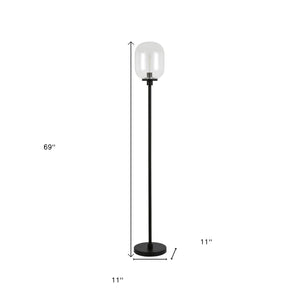 Homeroots 69" Black Novelty Floor Lamp With Clear Seeded Glass Globe Shade  Metal 523509