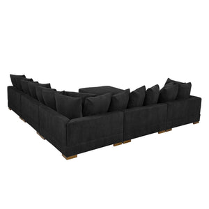 English Elm Large Corduroy Modular Sectional Sofa Sleeper with Ribbed Texture for Open Living Black B2748S00013