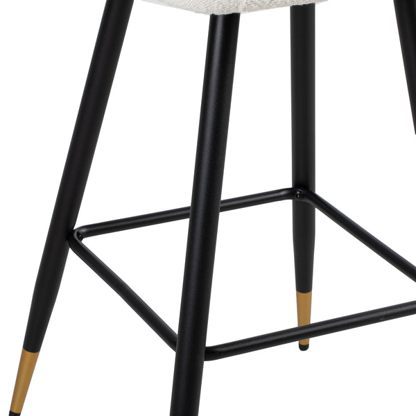English Elm Christopher Knight Home® - 30'' Modern Barstool with White Fabric Seat, Ergonomic Curved Back, Black Legs & Gold Tips N780P228980W