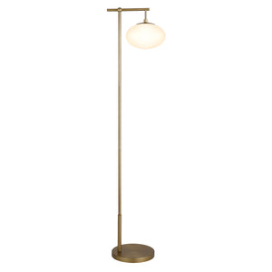 Homeroots 68" Brass Reading Floor Lamp With White Frosted Glass Globe Shade  Metal 523520