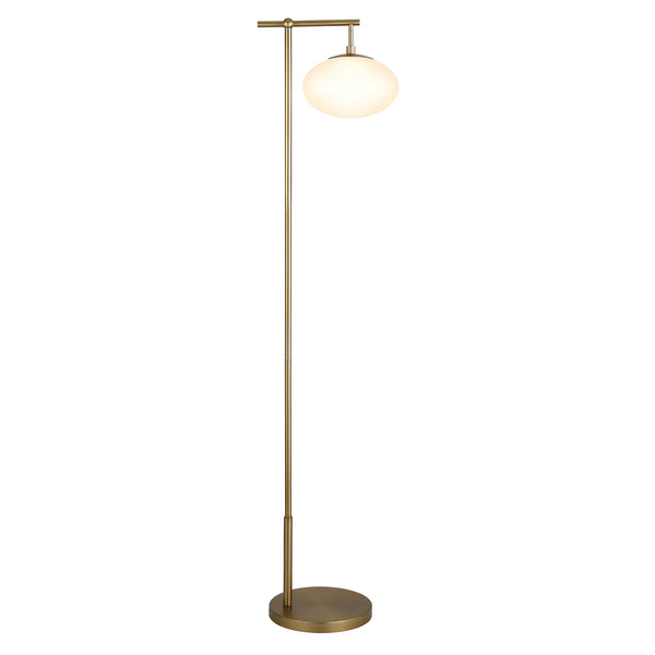 Homeroots 68" Brass Reading Floor Lamp With White Frosted Glass Globe Shade  Metal 523520